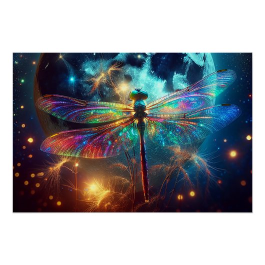 Mystical Moonlit Dragonfly Poster (Vorderseite)