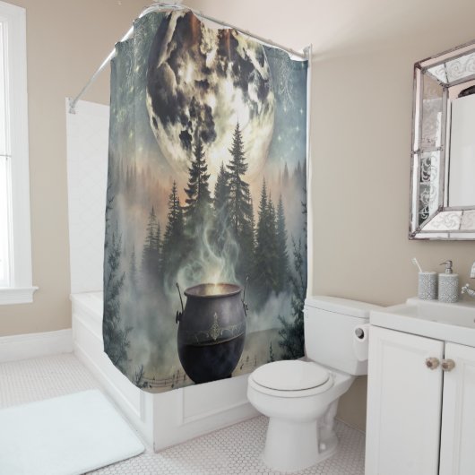 Mystical Moonlit Forest Cauldron - Hexchy Magic Ar Duschvorhang (Beispiel)