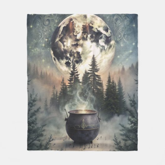 Mystical Moonlit Forest Cauldron - Hexchy Magic Ar Fleecedecke (Vorderseite)