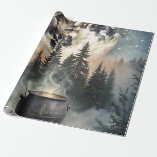 Mystical Moonlit Forest Cauldron - Hexchy Magic Ar Geschenkpapier