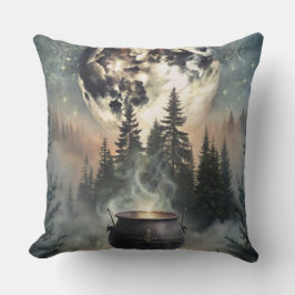 Mystical Moonlit Forest Cauldron - Hexchy Magic Ar Kissen