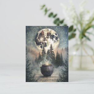 Mystical Moonlit Forest Cauldron - Hexchy Magic Ar Postkarte