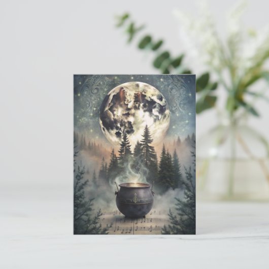 Mystical Moonlit Forest Cauldron - Hexchy Magic Ar Postkarte (Stehend Vorderseite)