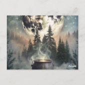 Mystical Moonlit Forest Cauldron - Hexchy Magic Ar Postkarte (Rückseite)