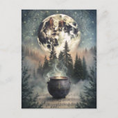Mystical Moonlit Forest Cauldron - Hexchy Magic Ar Postkarte (Vorderseite)