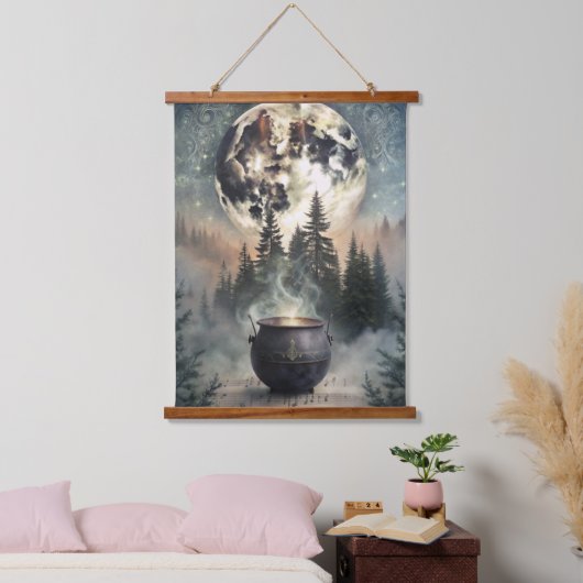 Mystical Moonlit Forest Cauldron - Hexchy Magic Ar Wandteppich Mit Holzrahmen (Schlafzimmer)