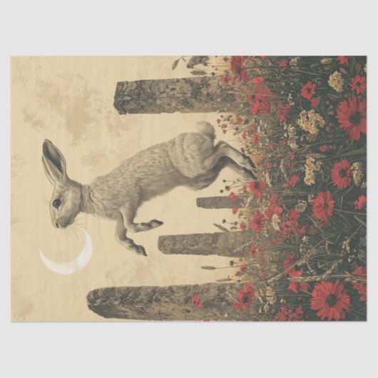 Mystical Moonlit Hare Alte Stehend Stones Seidenpapier (Vorderseite)