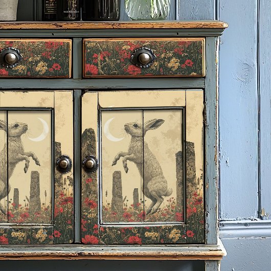 Mystical Moonlit Hare Alte Stehend Stones Seidenpapier