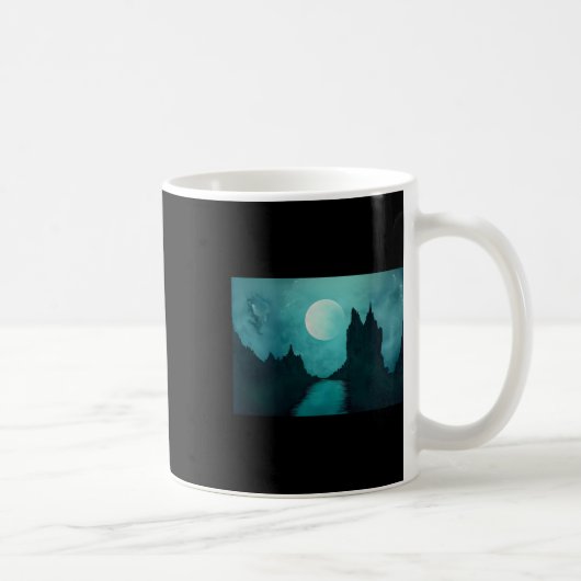 Mystical Moonlit Landscape Fantasy Night Scene Dre Kaffeetasse (Rechts)