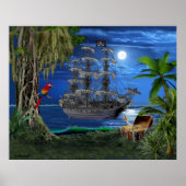 Mystical Moonlit Pirate Ship Poster (Vorne)