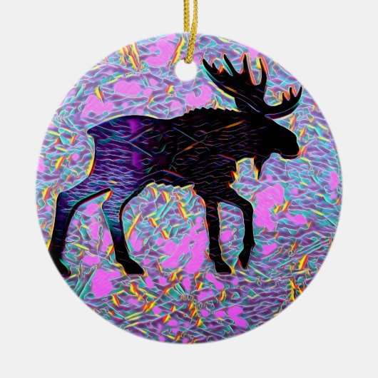 Mystical Moose Lila Custom Christmas Keramik Ornament (Vorne)