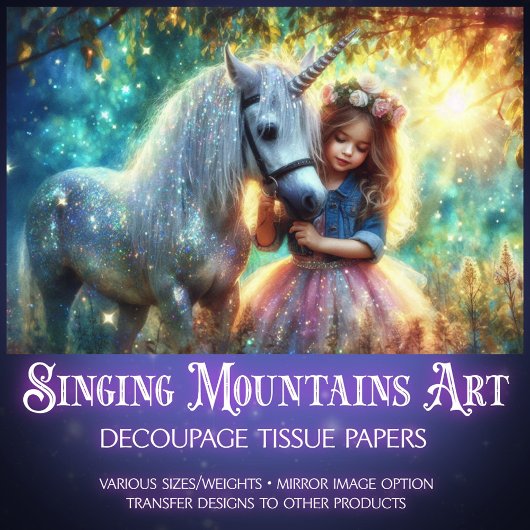 Mystical Morning Unicorn Walk Decoupage Seidenpapier