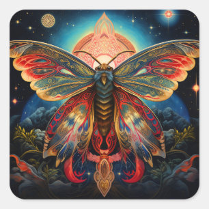 Mystical Moth Quadratischer Aufkleber