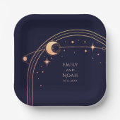 Mystical Navy Blue Sun Moon Astronomie Space Pappteller (Vorderseite)