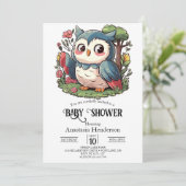 Mystical Niedlich Owl Baby Dusche Einladung (Stehend Vorderseite)