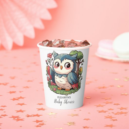 Mystical Niedlich Owl Baby Dusche Pappbecher (Insitu)