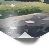 Mystical Night Sakura: Black Cat in Moonlit Japan Fotodruck (Ecke)