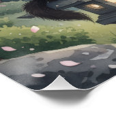 Mystical Night Sakura: Black Cat in Moonlit Japan Poster (Ecke)