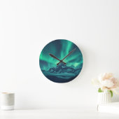 Mystical Night Sky Clock - Anpassbare arktische Si Runde Wanduhr (Zuhause)