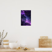 Mystical Night Sky mit Lila Blitzgerät Poster (Küche)