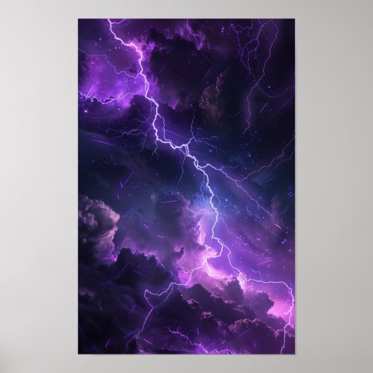 Mystical Night Sky mit Lila Blitzgerät Poster (Vorne)