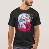 Mystical Nine-Tailed Fox Under Moon Cherry Blossom T-Shirt (Vorderseite)