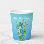 Mystical Ocean Creature Seepferd Seaweed Blues Pappbecher (Vorderseite)