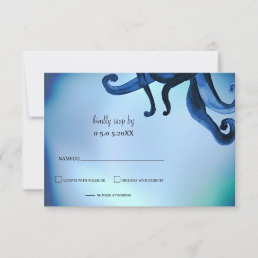 Mystical Octopus Wedding rsvp Einladung (Vorderseite)