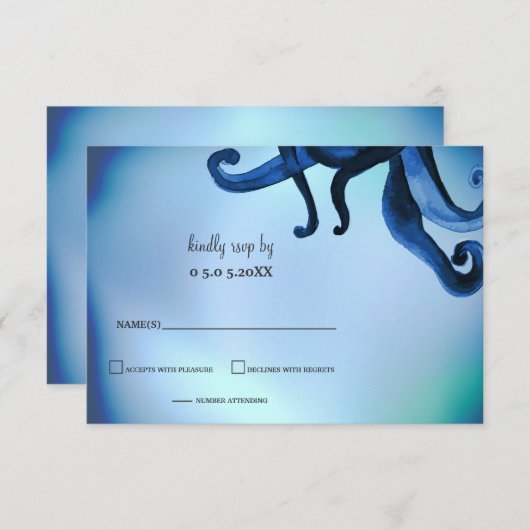 Mystical Octopus Wedding rsvp Einladung (Vorne/Hinten)