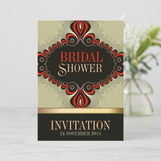 Mystical Orange Black Bohemisch Brautparty Einladung (Stehend Vorderseite)