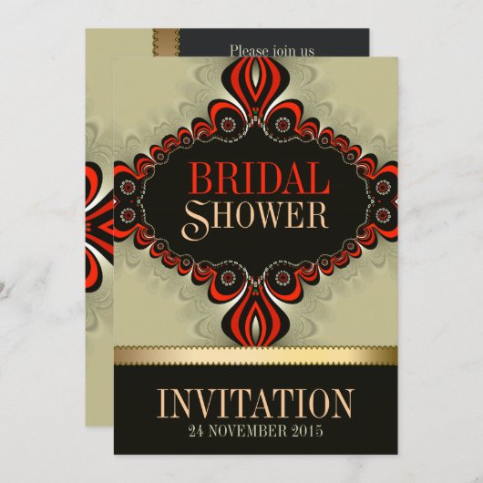 Mystical Orange Black Bohemisch Brautparty Einladung (Vorne/Hinten)