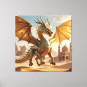 Mystical Oriental Dragon Over Wüstenstadt - Fantas Leinwanddruck (Vorderseite)