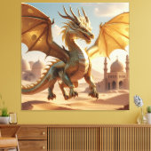 Mystical Oriental Dragon Over Wüstenstadt - Fantas Leinwanddruck (Insitu (Wohnzimmer))
