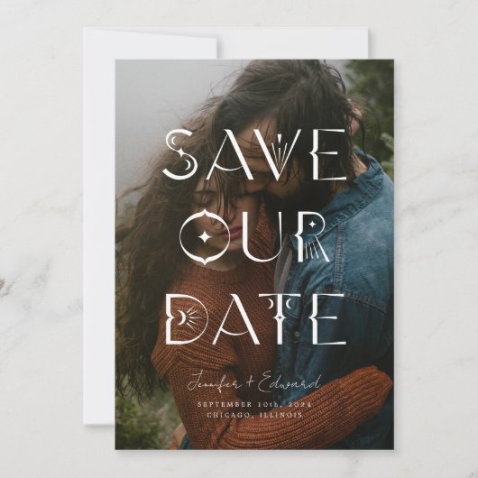 Mystical Overlay Typografy Foto Save the Date (Vorderseite)