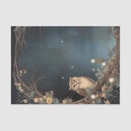 Mystical Owl Mitternachtssterne Dekoupage Seidenpapier (Vorderseite)