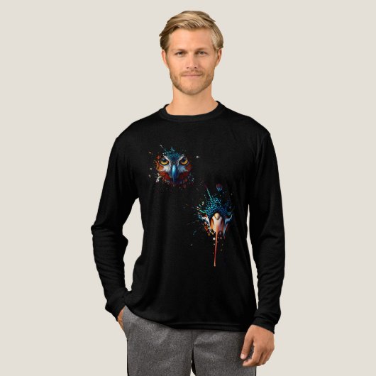  🦉 Mystical Owl Splatter Art - Dark Fantasy  Tri-Blend Shirt (Volle Vorderseite)