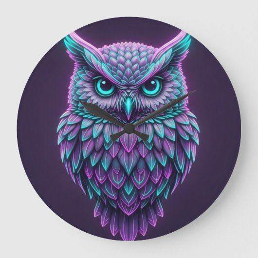 Mystical Owl Wall Clock - Elegantes 4D Fantasy Des Große Wanduhr (Vorderseite)