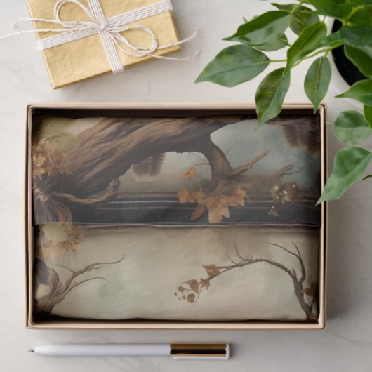 Mystical Owls Sepia Style Decoupage Seidenpapier (Geschenk)