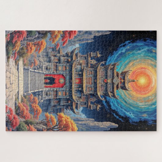 Mystical Pagoda Temple Under Celestial Sky Puzzle (Horizontal)