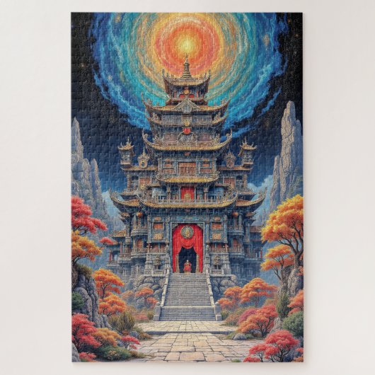 Mystical Pagoda Temple Under Celestial Sky Puzzle (Vertikal)