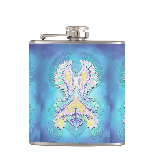 Mystical Pastel Butterfly | Ethereal Boho Fantasy Flachmann (Vorderseite)