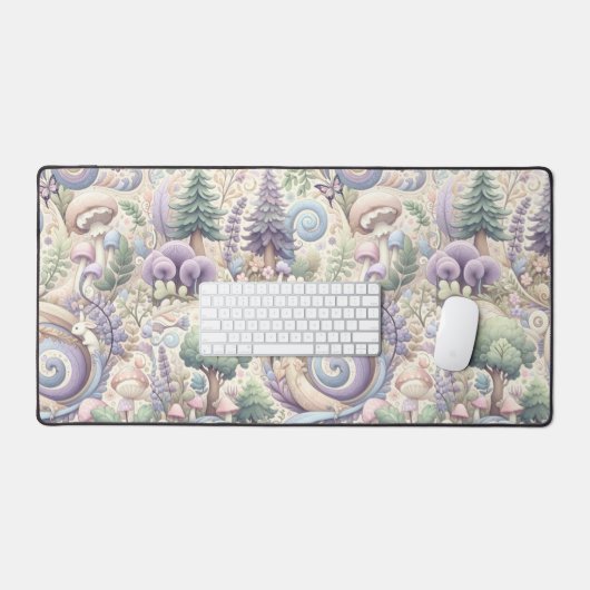 Mystical Pastel Woodland: Ein Cotcore Whirlpool Schreibtischunterlage (Tastatur & Maus)