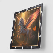 Mystical Pegasus Woodland Fantasy Quadratische Wanduhr (Winkel)