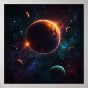 Mystical Planet in Space Poster