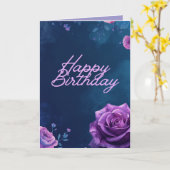 Mystical Purple Rose Folded Birthday Card, Blank Karte (Gelbe Blume)
