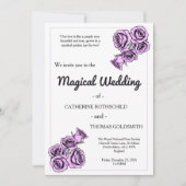 Mystical Purple Rose Wedding Invitation Einladung (Vorderseite)