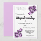 Mystical Purple Rose Wedding Invitation Einladung (Vorne/Hinten)
