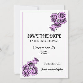 Mystical Purple Rose Wedding Save The Date