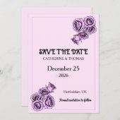 Mystical Purple Rose Wedding Save The Date (Vorne/Hinten)