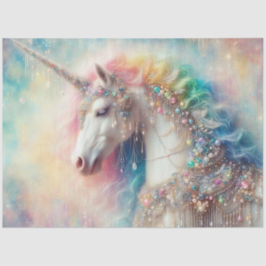 Mystical Rainbow Mane Unicorn Craft Decoupage  Seidenpapier (Vorderseite)